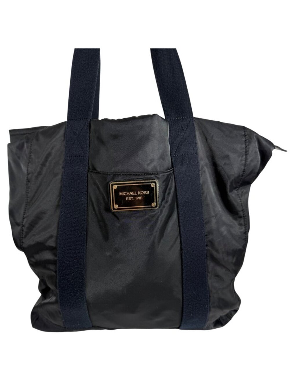 MK Michael Kors Neverfull Black Nylon Tote Shoulder Bag Diaper Bag Gold Hardware